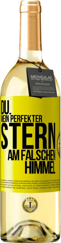 Kostenloser Versand | Weißwein WHITE Ausgabe Du. Mein perfekter Stern am falschen Himmel Gelbes Etikett. Anpassbares Etikett Junger Wein Ernte 2023 Verdejo