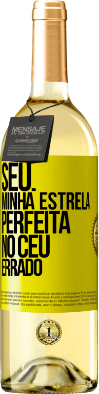 Envio grátis | Vinho branco Edição WHITE Seu. Minha estrela perfeita no céu errado Etiqueta Amarela. Etiqueta personalizável Vinho jovem Colheita 2023 Verdejo