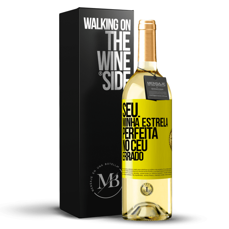 29,95 € Envio grátis | Vinho branco Edição WHITE Seu. Minha estrela perfeita no céu errado Etiqueta Amarela. Etiqueta personalizável Vinho jovem Colheita 2025 Verdejo
