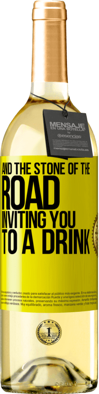 Free Shipping | White Wine WHITE Edition And the stone of the road inviting you to a drink Yellow Label. Customizable label Young wine Harvest 2023 Verdejo