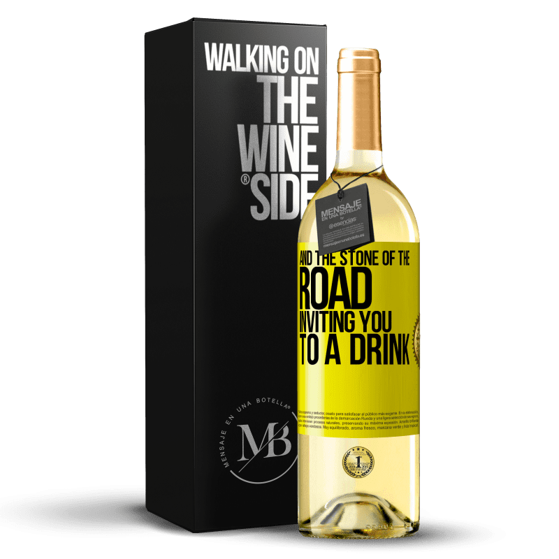 29,95 € Free Shipping | White Wine WHITE Edition And the stone of the road inviting you to a drink Yellow Label. Customizable label Young wine Harvest 2023 Verdejo
