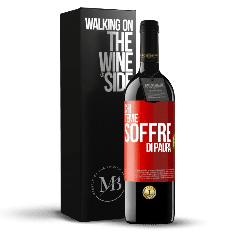 39,95 € Spedizione Gratuita | Vino rosso Edizione RED MBE Riserva Chi teme, soffre di paura Etichetta Rossa. Etichetta personalizzabile Riserva 12 Mesi Raccogliere 2015 Tempranillo