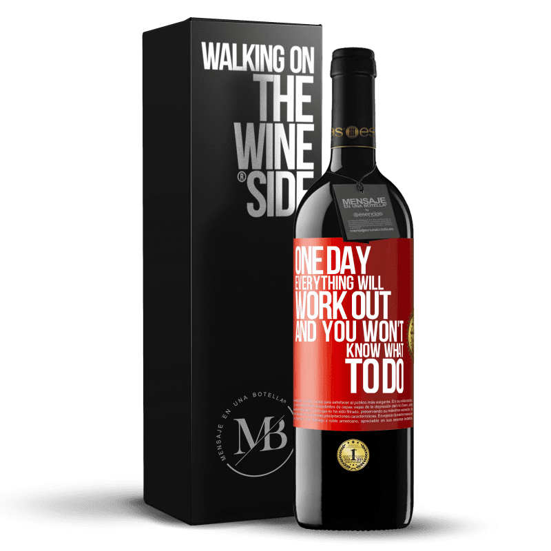 39,95 € Free Shipping | Red Wine RED Edition MBE Reserve One day everything will work out and you won't know what to do Red Label. Customizable label Reserve 12 Months Harvest 2015 Tempranillo