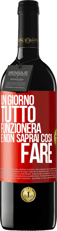 39,95 € Spedizione Gratuita | Vino rosso Edizione RED MBE Riserva Un giorno tutto funzionerà e non saprai cosa fare Etichetta Rossa. Etichetta personalizzabile Riserva 12 Mesi Raccogliere 2015 Tempranillo