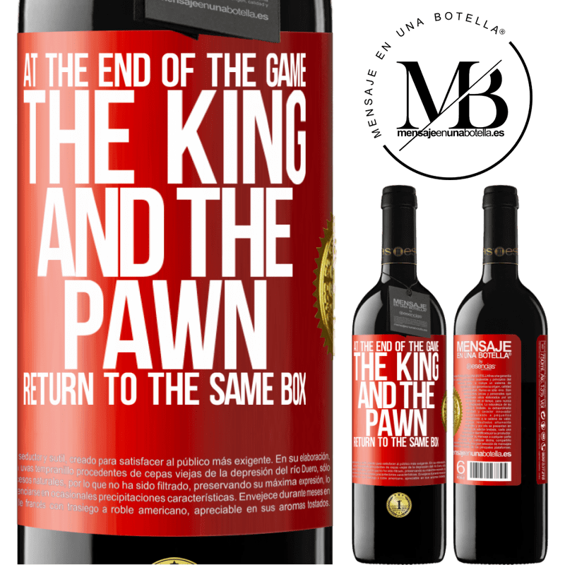 39,95 € Free Shipping | Red Wine RED Edition MBE Reserve At the end of the game, the king and the pawn return to the same box Red Label. Customizable label Reserve 12 Months Harvest 2014 Tempranillo