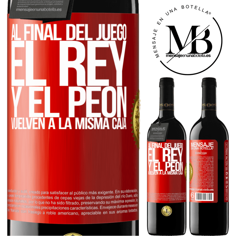 39,95 € Envío gratis | Vino Tinto Edición RED MBE Reserva Al final del juego, el rey y el peón vuelven a la misma caja Etiqueta Roja. Etiqueta personalizable Reserva 12 Meses Cosecha 2014 Tempranillo