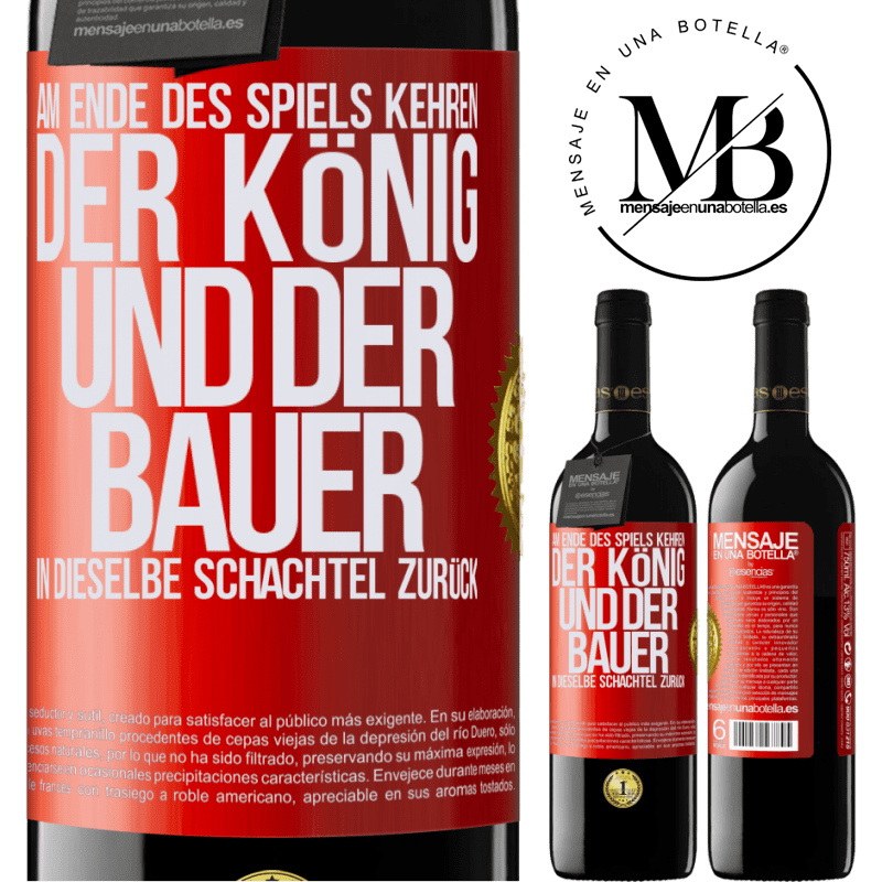 39,95 € Kostenloser Versand | Rotwein RED Ausgabe MBE Reserve Am Ende des Spiels kehren der König und der Bauer in dieselbe Schachtel zurück Rote Markierung. Anpassbares Etikett Reserve 12 Monate Ernte 2016 Tempranillo