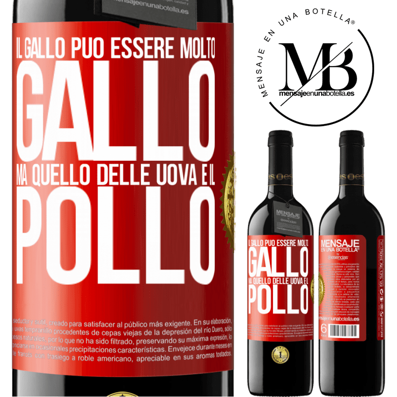 39,95 € Spedizione Gratuita | Vino rosso Edizione RED MBE Riserva Il gallo può essere molto gallo, ma quello delle uova è il pollo Etichetta Rossa. Etichetta personalizzabile Riserva 12 Mesi Raccogliere 2015 Tempranillo