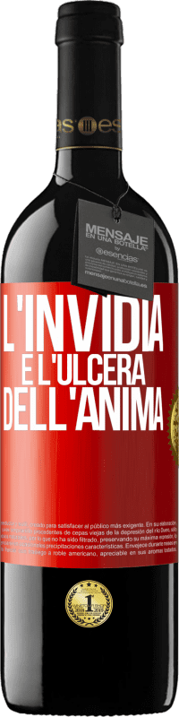 Spedizione Gratuita | Vino rosso Edizione RED MBE Riserva L'invidia è l'ulcera dell'anima Etichetta Rossa. Etichetta personalizzabile Riserva 12 Mesi Raccogliere 2014 Tempranillo