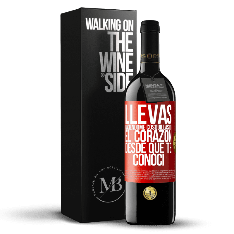 29,95 € Envoi gratuit | Vin rouge Édition RED Crianza 6 Mois Tu chatouilles mon cœur depuis que je t'ai rencontré Étiquette Rouge. Étiquette personnalisable Vieillissement en fûts de chêne 6 Mois Récolte 2020 Tempranillo