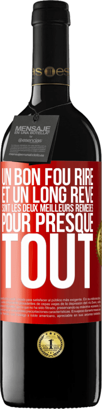 39,95 € | Vin rouge Édition RED MBE Réserve Un bon fou rire et un long rêve sont les deux meilleurs remèdes pour presque tout Étiquette Rouge. Étiquette personnalisable Réserve 12 Mois Récolte 2015 Tempranillo