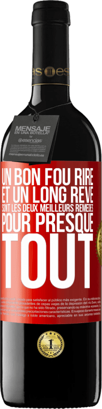 39,95 € | Vin rouge Édition RED MBE Réserve Un bon fou rire et un long rêve sont les deux meilleurs remèdes pour presque tout Étiquette Rouge. Étiquette personnalisable Réserve 12 Mois Récolte 2016 Tempranillo
