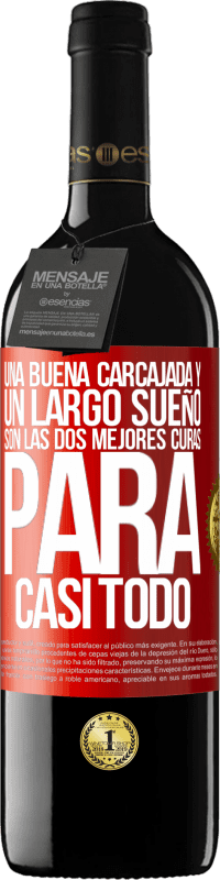 39,95 € | Vino Tinto Edición RED MBE Reserva Una buena carcajada y un largo sueño son las dos mejores curas para casi todo Etiqueta Roja. Etiqueta personalizable Reserva 12 Meses Cosecha 2016 Tempranillo
