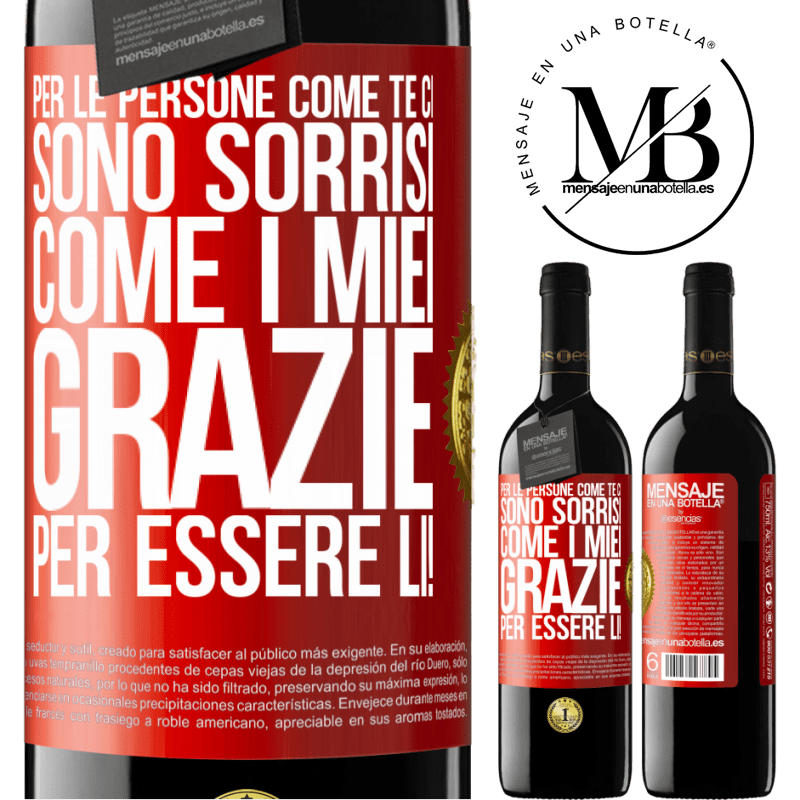 39,95 € Spedizione Gratuita | Vino rosso Edizione RED MBE Riserva Per le persone come te ci sono sorrisi come i miei. Grazie per essere lì! Etichetta Rossa. Etichetta personalizzabile Riserva 12 Mesi Raccogliere 2014 Tempranillo