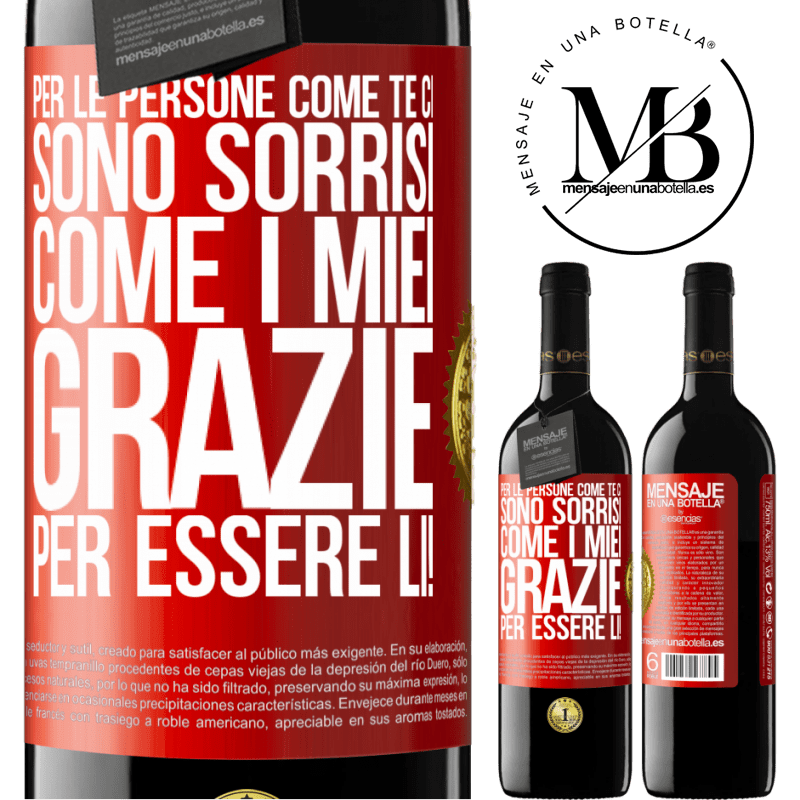 39,95 € Spedizione Gratuita | Vino rosso Edizione RED MBE Riserva Per le persone come te ci sono sorrisi come i miei. Grazie per essere lì! Etichetta Rossa. Etichetta personalizzabile Riserva 12 Mesi Raccogliere 2016 Tempranillo