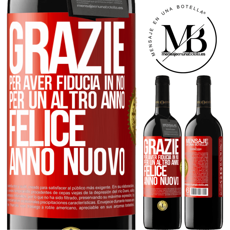 39,95 € Spedizione Gratuita | Vino rosso Edizione RED MBE Riserva Grazie per aver fiducia in noi per un altro anno. Felice anno nuovo Etichetta Rossa. Etichetta personalizzabile Riserva 12 Mesi Raccogliere 2014 Tempranillo