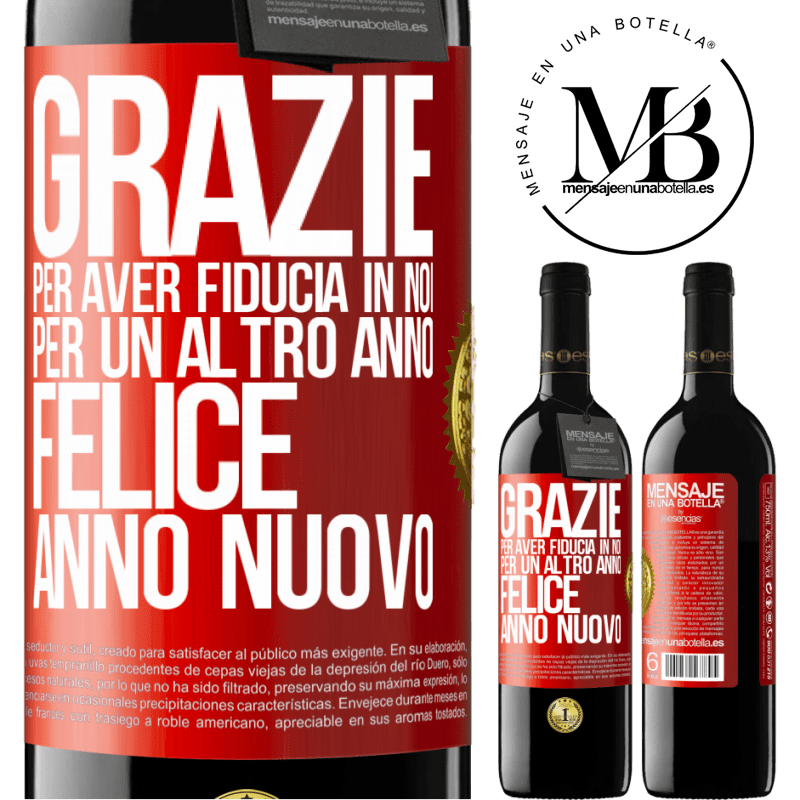 39,95 € Spedizione Gratuita | Vino rosso Edizione RED MBE Riserva Grazie per aver fiducia in noi per un altro anno. Felice anno nuovo Etichetta Rossa. Etichetta personalizzabile Riserva 12 Mesi Raccogliere 2016 Tempranillo