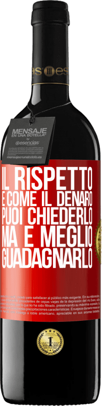 39,95 € Spedizione Gratuita | Vino rosso Edizione RED MBE Riserva Il rispetto è come il denaro. Puoi chiederlo, ma è meglio guadagnarlo Etichetta Rossa. Etichetta personalizzabile Riserva 12 Mesi Raccogliere 2014 Tempranillo