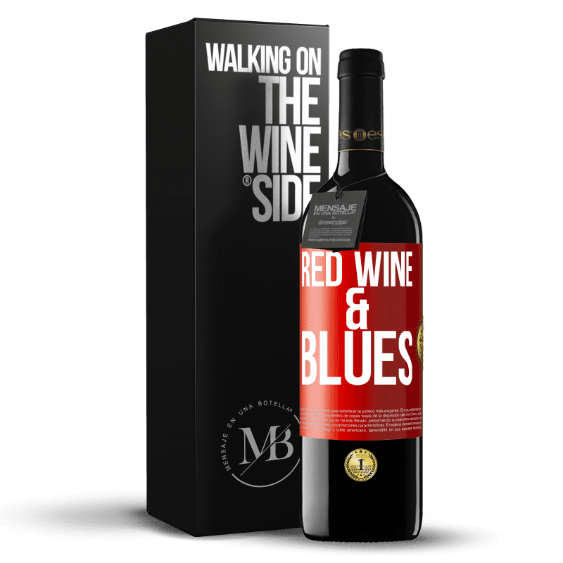 29,95 € Free Shipping | Red Wine RED Edition Crianza 6 Months Red wine & Blues Red Label. Customizable label Aging in oak barrels 6 Months Harvest 2019 Tempranillo