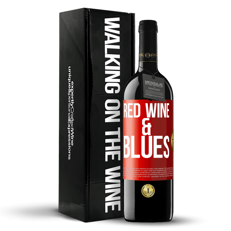 24,95 € Envoi gratuit | Vin rouge Édition RED Crianza 6 Mois Red wine & Blues Étiquette Rouge. Étiquette personnalisable Vieillissement en fûts de chêne 6 Mois Récolte 2019 Tempranillo