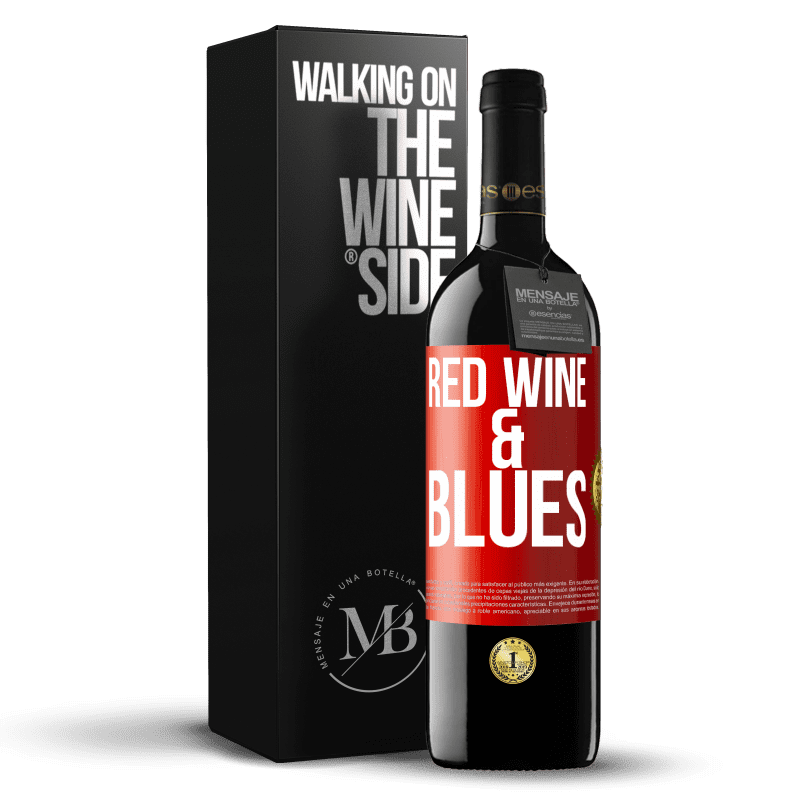 39,95 € Spedizione Gratuita | Vino rosso Edizione RED MBE Riserva Red wine & Blues Etichetta Rossa. Etichetta personalizzabile Riserva 12 Mesi Raccogliere 2015 Tempranillo