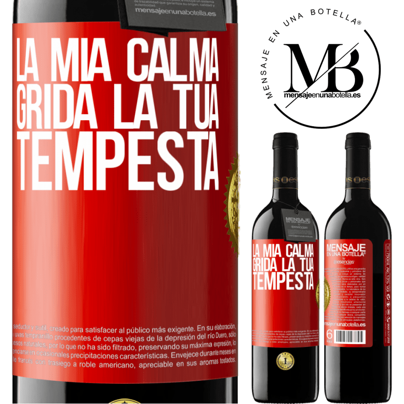 39,95 € Spedizione Gratuita | Vino rosso Edizione RED MBE Riserva La mia calma grida la tua tempesta Etichetta Rossa. Etichetta personalizzabile Riserva 12 Mesi Raccogliere 2014 Tempranillo