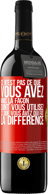 39,95 € Envoi gratuit | Vin rouge Édition RED MBE Réserve Ce n'est pas ce que vous avez, mais la façon dont vous utilisez ce que vous avez qui fait la différence Étiquette Rouge. Étiquette personnalisable Réserve 12 Mois Récolte 2015 Tempranillo