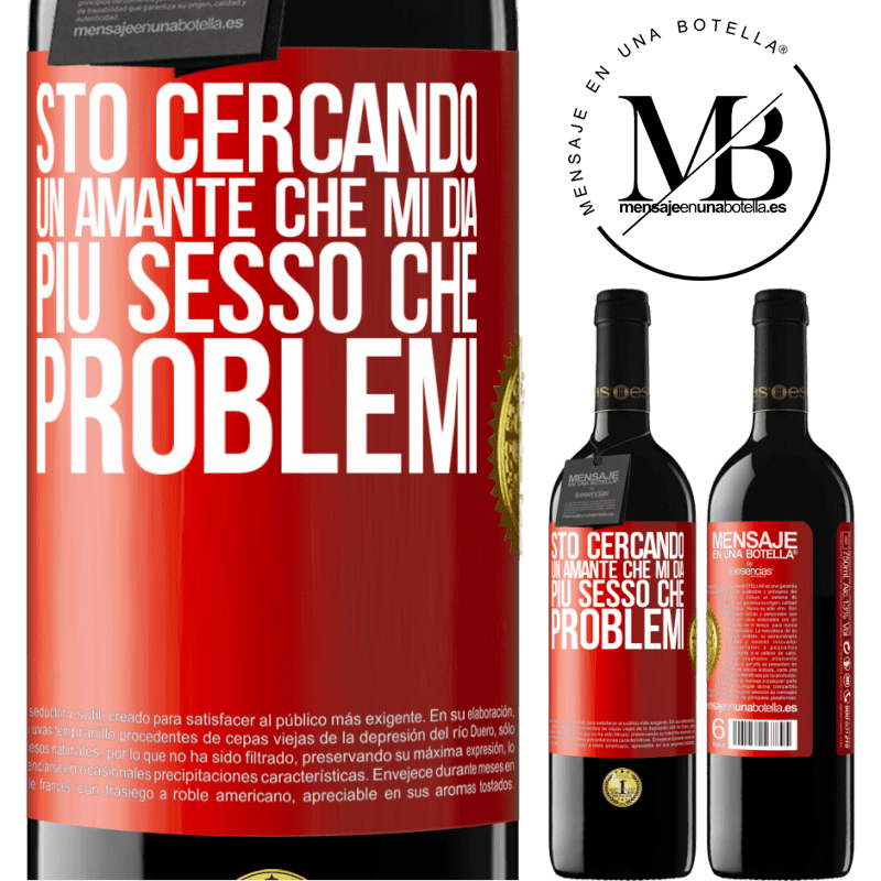 39,95 € Spedizione Gratuita | Vino rosso Edizione RED MBE Riserva Sto cercando un amante che mi dia più sesso che problemi Etichetta Rossa. Etichetta personalizzabile Riserva 12 Mesi Raccogliere 2014 Tempranillo