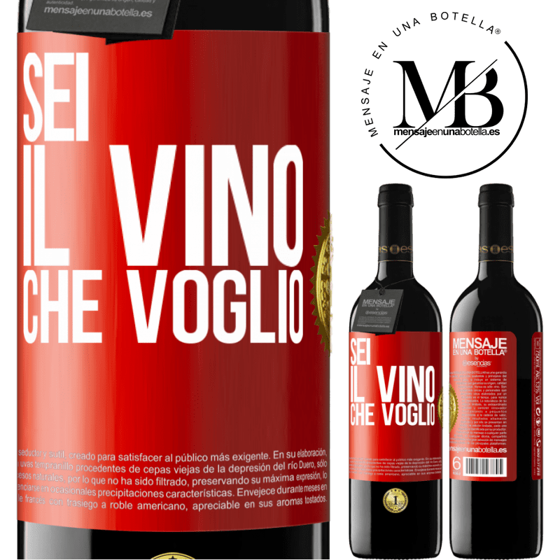 39,95 € Spedizione Gratuita | Vino rosso Edizione RED MBE Riserva Sei il vino che voglio Etichetta Rossa. Etichetta personalizzabile Riserva 12 Mesi Raccogliere 2014 Tempranillo