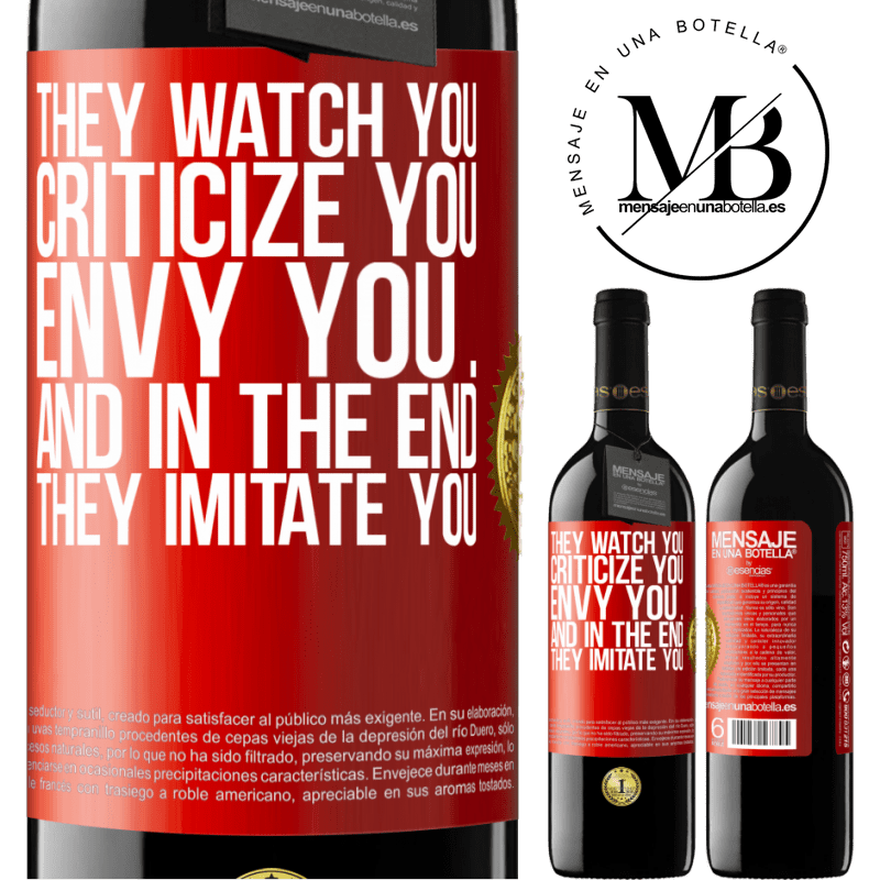 24,95 € Free Shipping | Red Wine RED Edition Crianza 6 Months They watch you, criticize you, envy you ... and in the end, they imitate you Red Label. Customizable label Aging in oak barrels 6 Months Harvest 2019 Tempranillo