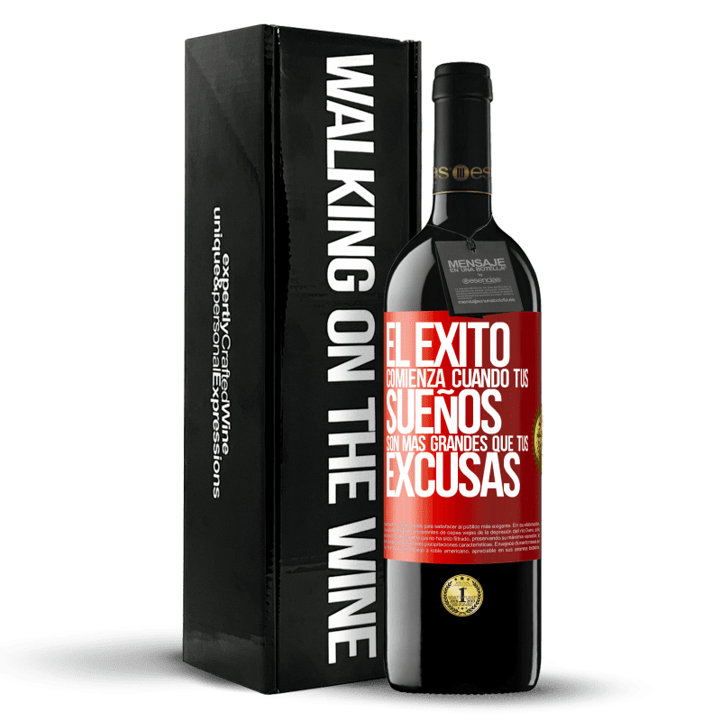 39,95 € Envío gratis | Vino Tinto Edición RED MBE Reserva El éxito comienza cuando tus sueños son más grandes que tus excusas Etiqueta Roja. Etiqueta personalizable Reserva 12 Meses Cosecha 2015 Tempranillo