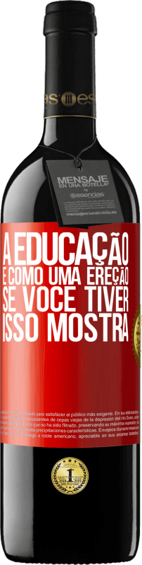 39,95 € | Vinho tinto Edição RED MBE Reserva A educação é como uma ereção. Se você tiver, isso mostra Etiqueta Vermelha. Etiqueta personalizável Reserva 12 Meses Colheita 2015 Tempranillo