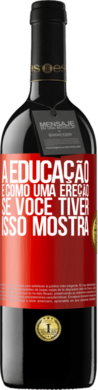 39,95 € | Vinho tinto Edição RED MBE Reserva A educação é como uma ereção. Se você tiver, isso mostra Etiqueta Vermelha. Etiqueta personalizável Reserva 12 Meses Colheita 2016 Tempranillo