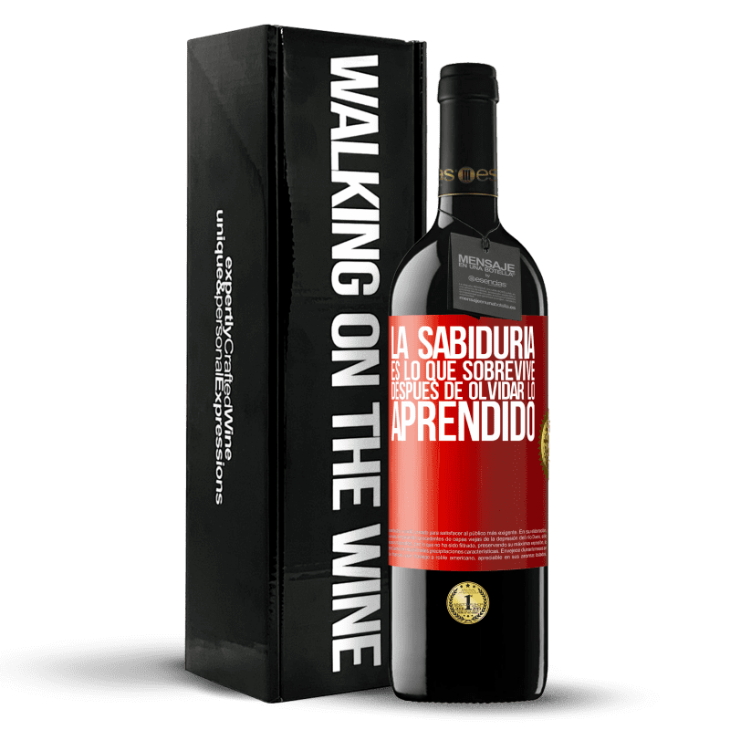 29,95 € Envoi gratuit | Vin rouge Édition RED Crianza 6 Mois La sagesse est ce qui survit après avoir oublié ce qui a été appris Étiquette Rouge. Étiquette personnalisable Vieillissement en fûts de chêne 6 Mois Récolte 2020 Tempranillo