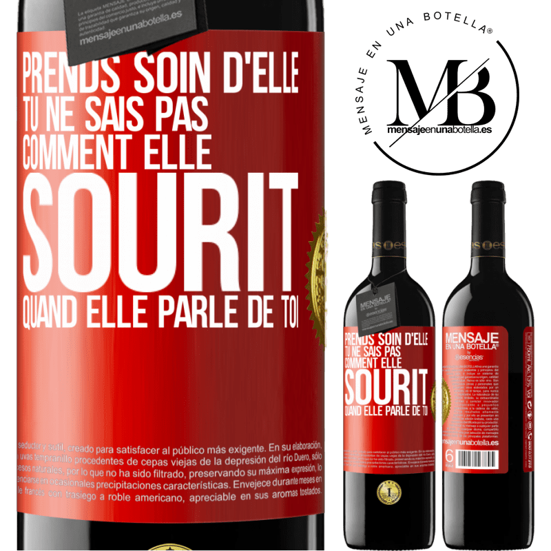 39,95 € Envoi gratuit | Vin rouge Édition RED MBE Réserve Prends soin d'elle. Tu ne sais pas comment elle sourit quand elle parle de toi Étiquette Rouge. Étiquette personnalisable Réserve 12 Mois Récolte 2015 Tempranillo