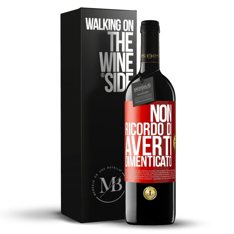 39,95 € Spedizione Gratuita | Vino rosso Edizione RED MBE Riserva Non ricordo di averti dimenticato Etichetta Rossa. Etichetta personalizzabile Riserva 12 Mesi Raccogliere 2015 Tempranillo