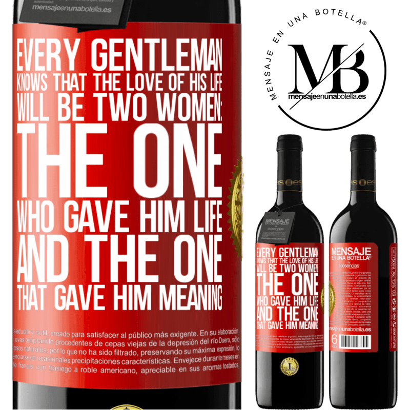 24,95 € Free Shipping | Red Wine RED Edition Crianza 6 Months Every gentleman knows that the love of his life will be two women: the one who gave him life and the one that gave him Red Label. Customizable label Aging in oak barrels 6 Months Harvest 2019 Tempranillo