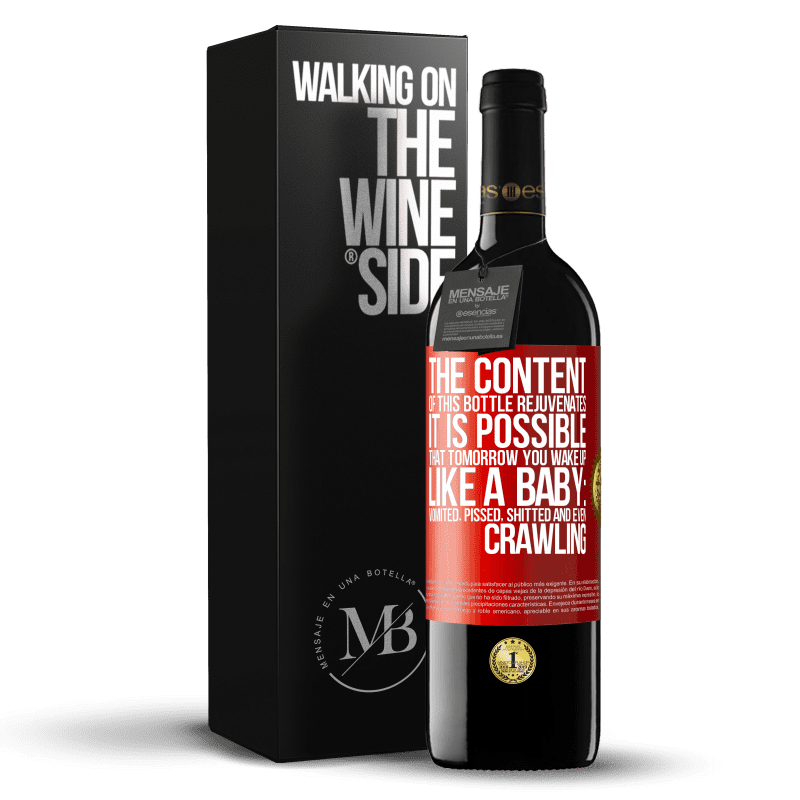 29,95 € Free Shipping | Red Wine RED Edition Crianza 6 Months The content of this bottle rejuvenates. It is possible that tomorrow you wake up like a baby: vomited, pissed, shitted and Red Label. Customizable label Aging in oak barrels 6 Months Harvest 2020 Tempranillo