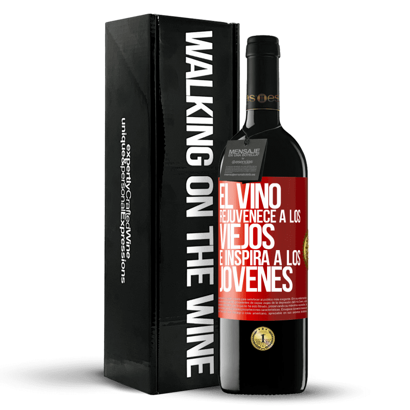 39,95 € Envío gratis | Vino Tinto Edición RED MBE Reserva El vino rejuvenece a los viejos e inspira a los jóvenes Etiqueta Roja. Etiqueta personalizable Reserva 12 Meses Cosecha 2016 Tempranillo