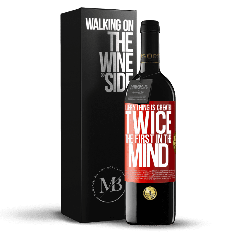 24,95 € Free Shipping | Red Wine RED Edition Crianza 6 Months Everything is created twice. The first in the mind Red Label. Customizable label Aging in oak barrels 6 Months Harvest 2019 Tempranillo