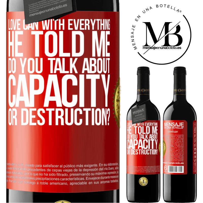 24,95 € Free Shipping | Red Wine RED Edition Crianza 6 Months Love can with everything, he told me. Do you talk about capacity or destruction? Red Label. Customizable label Aging in oak barrels 6 Months Harvest 2019 Tempranillo