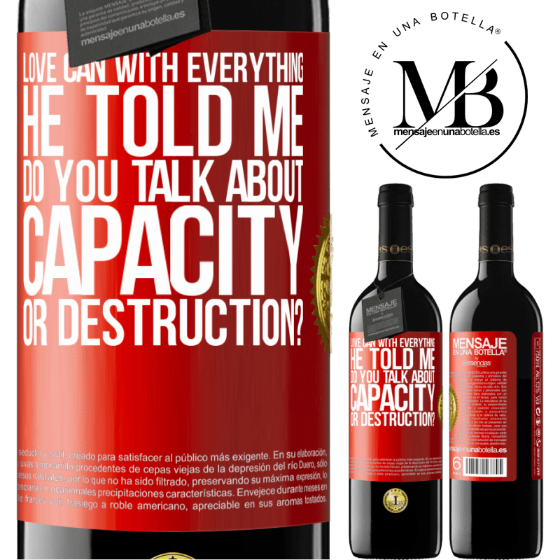 39,95 € Free Shipping | Red Wine RED Edition MBE Reserve Love can with everything, he told me. Do you talk about capacity or destruction? Red Label. Customizable label Reserve 12 Months Harvest 2015 Tempranillo