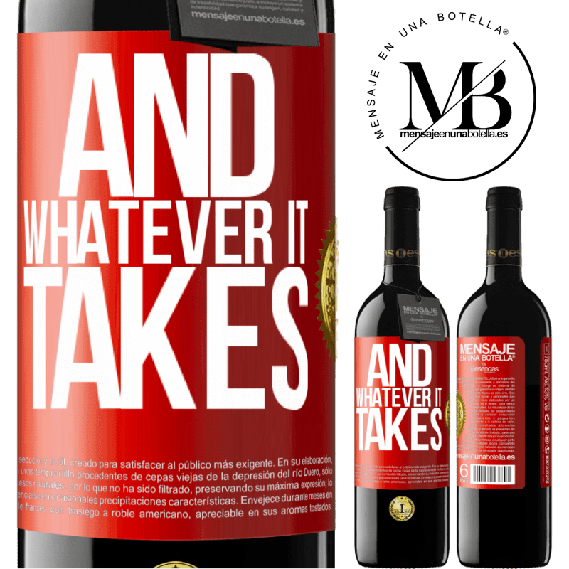 24,95 € Free Shipping | Red Wine RED Edition Crianza 6 Months And whatever it takes Red Label. Customizable label Aging in oak barrels 6 Months Harvest 2019 Tempranillo
