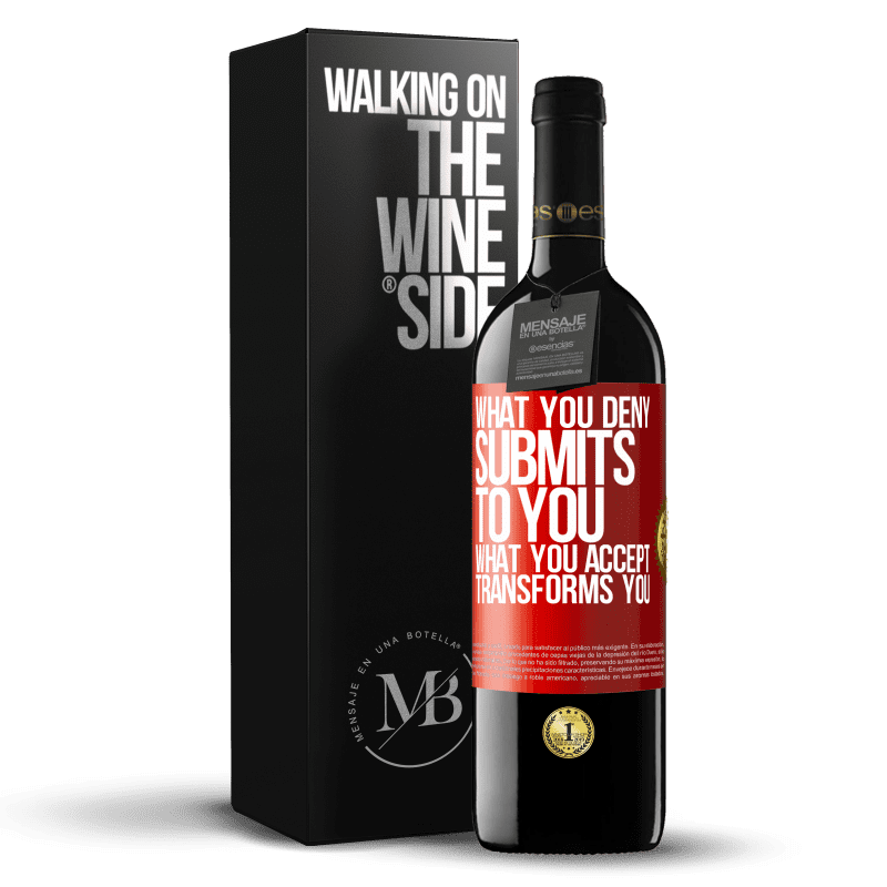 29,95 € Free Shipping | Red Wine RED Edition Crianza 6 Months What you deny submits to you. What you accept transforms you Red Label. Customizable label Aging in oak barrels 6 Months Harvest 2020 Tempranillo