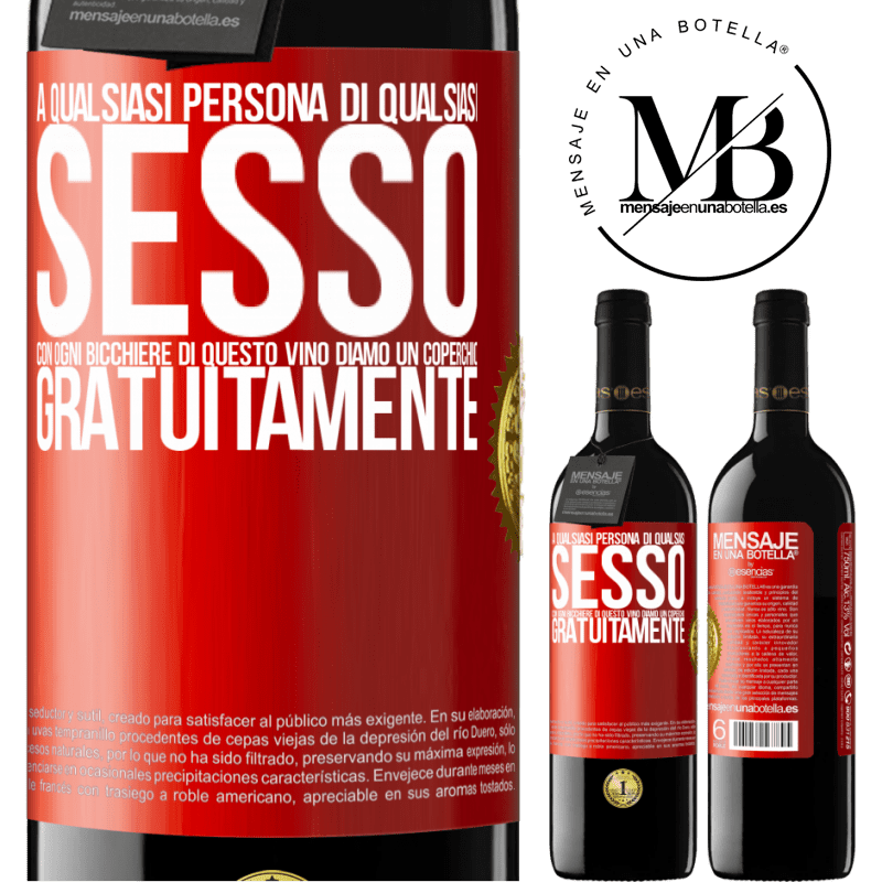 39,95 € Spedizione Gratuita | Vino rosso Edizione RED MBE Riserva A qualsiasi persona di qualsiasi SESSO con ogni bicchiere di questo vino diamo un coperchio GRATUITAMENTE Etichetta Rossa. Etichetta personalizzabile Riserva 12 Mesi Raccogliere 2015 Tempranillo