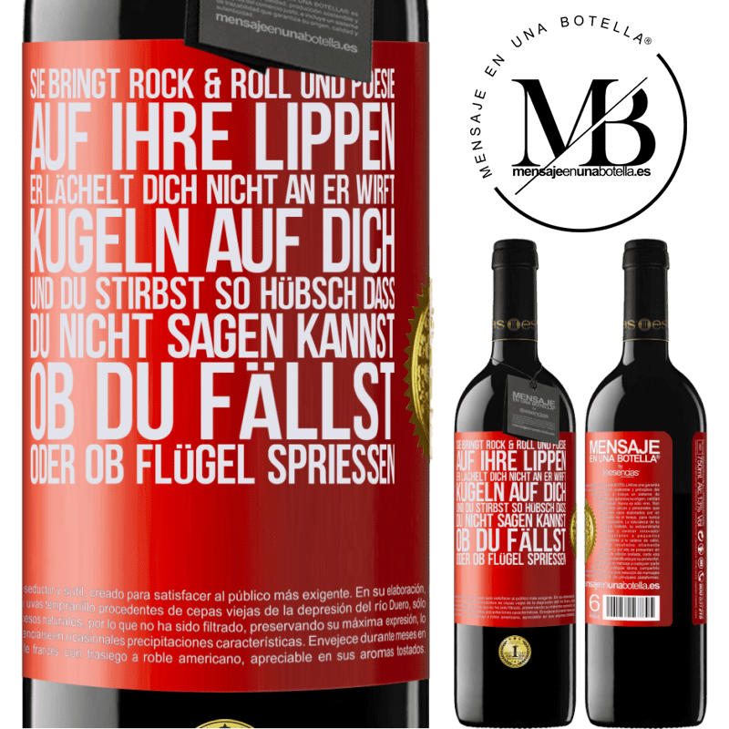 39,95 € Kostenloser Versand | Rotwein RED Ausgabe MBE Reserve Sie hat Rock & Roll in ihr und Poesie auf ihre Lippen. Sie lächelt dich nicht an, sie wirft Kugeln auf dich und du stirbst so sc Rote Markierung. Anpassbares Etikett Reserve 12 Monate Ernte 2014 Tempranillo