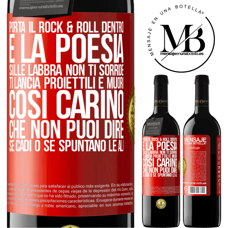 39,95 € Spedizione Gratuita | Vino rosso Edizione RED MBE Riserva Porta il Rock & Roll dentro e la poesia sulle labbra. Non ti sorride, ti lancia proiettili e muori così carino che non puoi Etichetta Rossa. Etichetta personalizzabile Riserva 12 Mesi Raccogliere 2014 Tempranillo