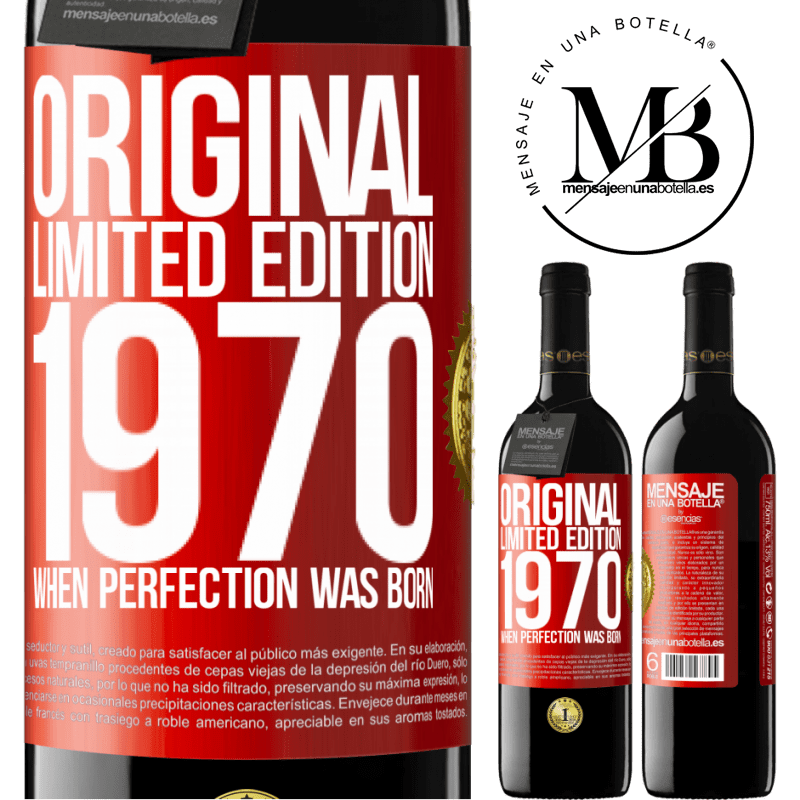 24,95 € Free Shipping | Red Wine RED Edition Crianza 6 Months Original. Limited edition. 1970. When perfection was born Red Label. Customizable label Aging in oak barrels 6 Months Harvest 2019 Tempranillo