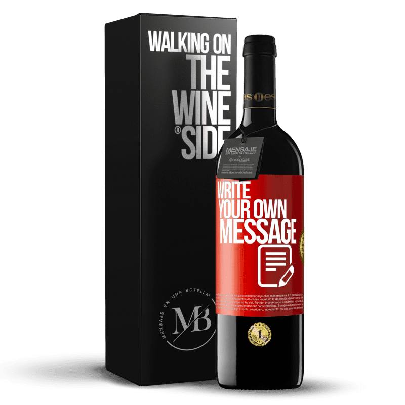 29,95 € Free Shipping | Red Wine RED Edition Crianza 6 Months Write your own message Red Label. Customizable label Aging in oak barrels 6 Months Harvest 2020 Tempranillo
