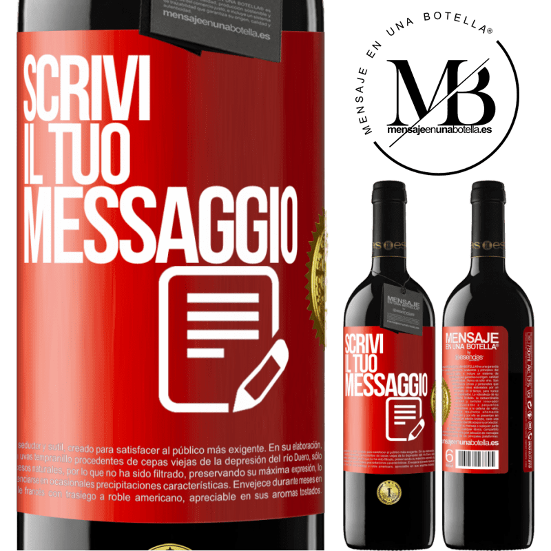 39,95 € Spedizione Gratuita | Vino rosso Edizione RED MBE Riserva Scrivi il tuo messaggio Etichetta Rossa. Etichetta personalizzabile Riserva 12 Mesi Raccogliere 2015 Tempranillo